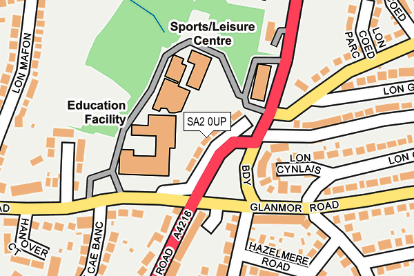 SA2 0UP map - OS OpenMap – Local (Ordnance Survey)