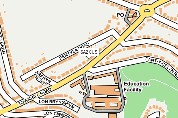 SA2 0US map - OS OpenMap – Local (Ordnance Survey)