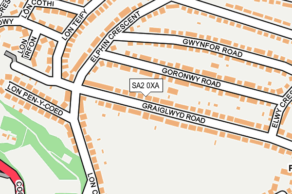 SA2 0XA map - OS OpenMap – Local (Ordnance Survey)