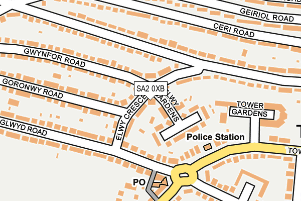 SA2 0XB map - OS OpenMap – Local (Ordnance Survey)