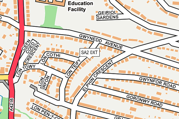 SA2 0XT map - OS OpenMap – Local (Ordnance Survey)