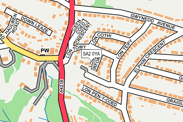 SA2 0YA map - OS OpenMap – Local (Ordnance Survey)
