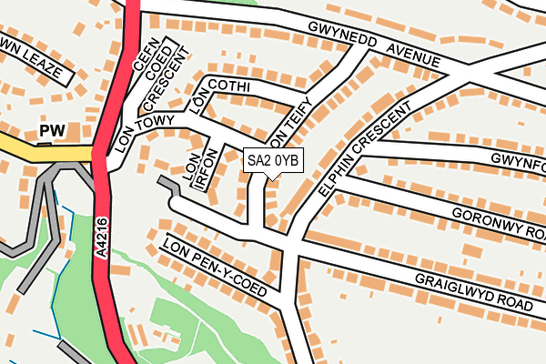 SA2 0YB map - OS OpenMap – Local (Ordnance Survey)