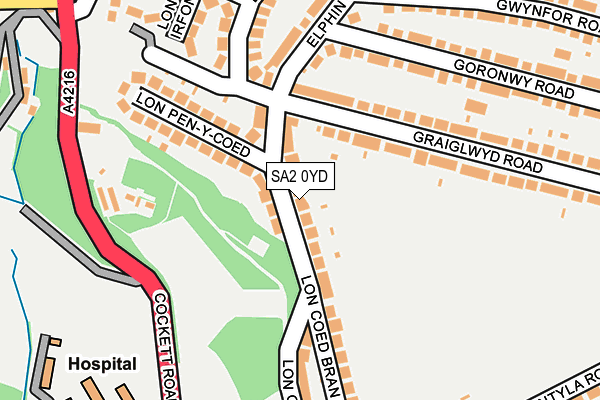 SA2 0YD map - OS OpenMap – Local (Ordnance Survey)