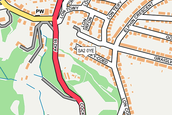 SA2 0YE map - OS OpenMap – Local (Ordnance Survey)