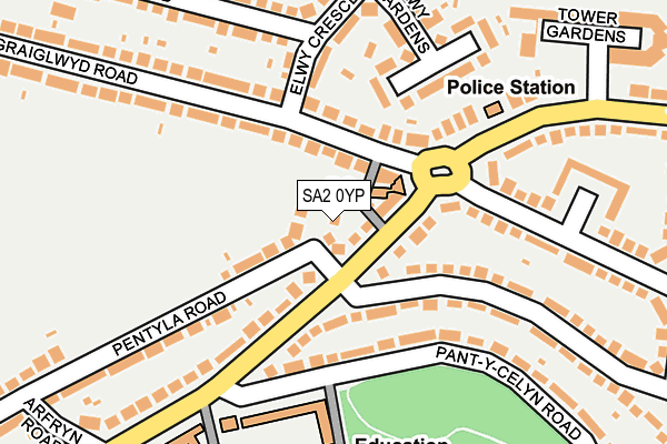 SA2 0YP map - OS OpenMap – Local (Ordnance Survey)