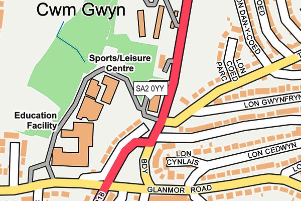 SA2 0YY map - OS OpenMap – Local (Ordnance Survey)