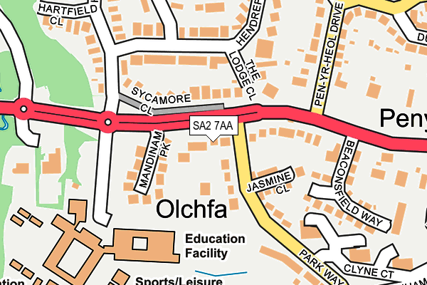 SA2 7AA map - OS OpenMap – Local (Ordnance Survey)