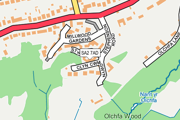 SA2 7AD map - OS OpenMap – Local (Ordnance Survey)