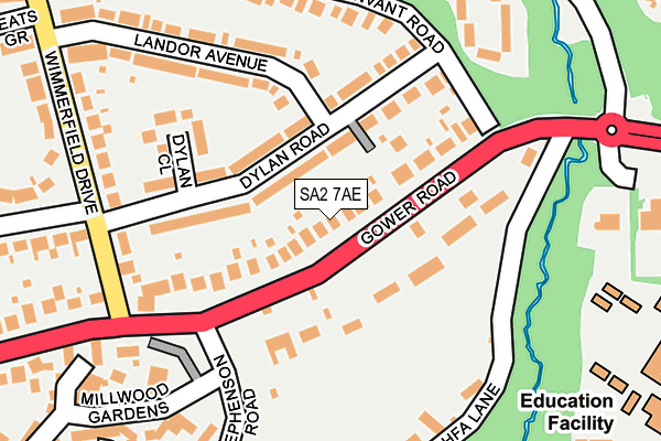 SA2 7AE map - OS OpenMap – Local (Ordnance Survey)