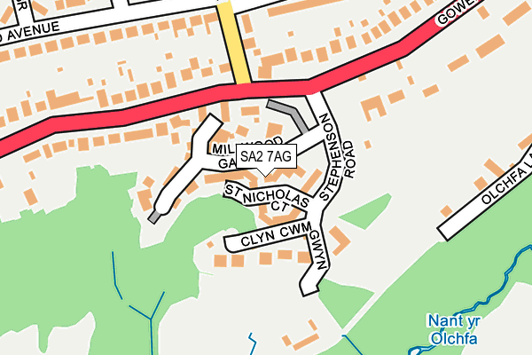 SA2 7AG map - OS OpenMap – Local (Ordnance Survey)