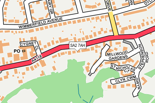 SA2 7AH map - OS OpenMap – Local (Ordnance Survey)