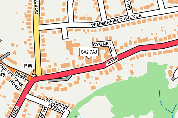 SA2 7AJ map - OS OpenMap – Local (Ordnance Survey)