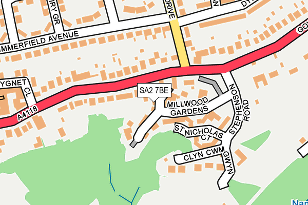 SA2 7BE map - OS OpenMap – Local (Ordnance Survey)