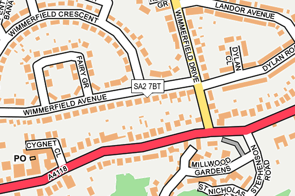 SA2 7BT map - OS OpenMap – Local (Ordnance Survey)