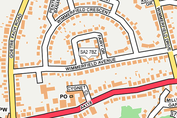 SA2 7BZ map - OS OpenMap – Local (Ordnance Survey)