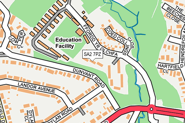 SA2 7PZ map - OS OpenMap – Local (Ordnance Survey)