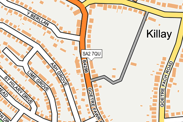 SA2 7QU map - OS OpenMap – Local (Ordnance Survey)