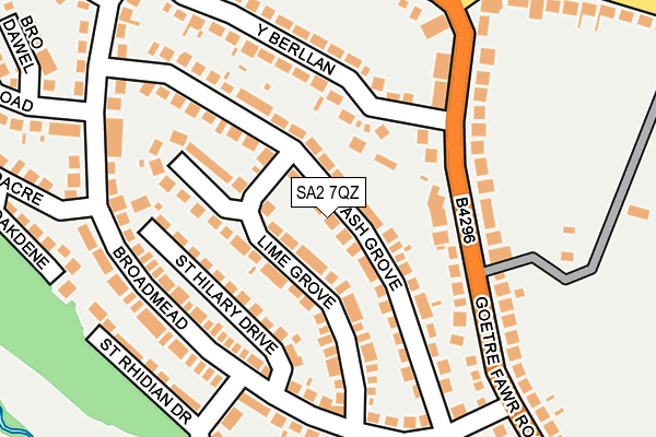 SA2 7QZ map - OS OpenMap – Local (Ordnance Survey)