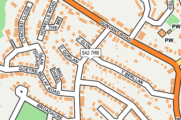 SA2 7RB map - OS OpenMap – Local (Ordnance Survey)