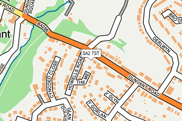 SA2 7ST map - OS OpenMap – Local (Ordnance Survey)