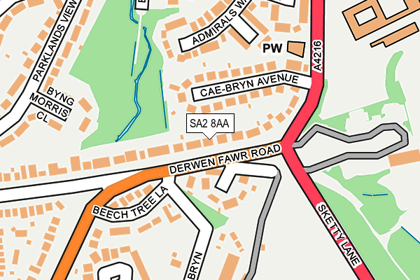 SA2 8AA map - OS OpenMap – Local (Ordnance Survey)