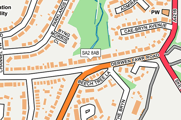 SA2 8AB map - OS OpenMap – Local (Ordnance Survey)