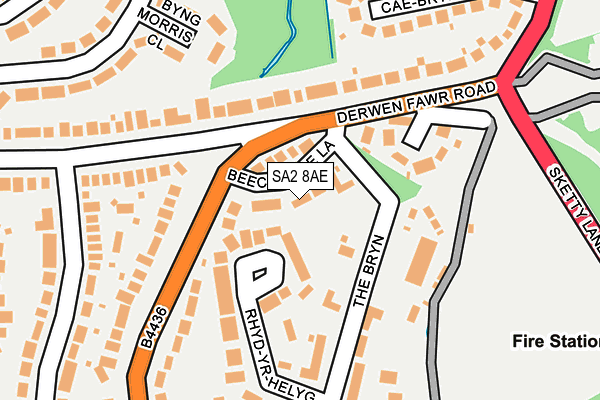 SA2 8AE map - OS OpenMap – Local (Ordnance Survey)