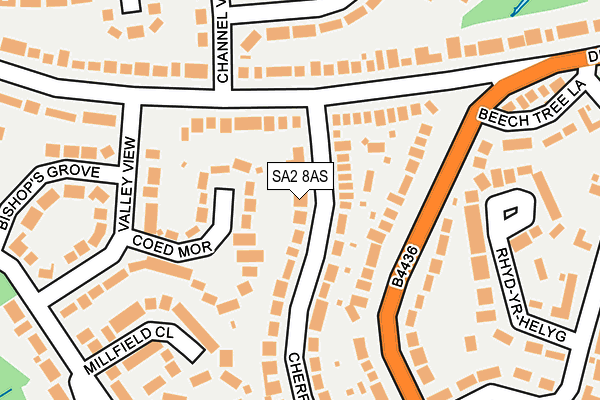 SA2 8AS map - OS OpenMap – Local (Ordnance Survey)