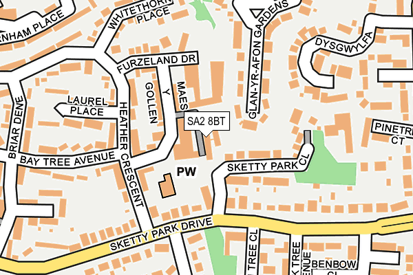 SA2 8BT map - OS OpenMap – Local (Ordnance Survey)