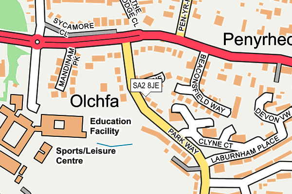 SA2 8JE map - OS OpenMap – Local (Ordnance Survey)