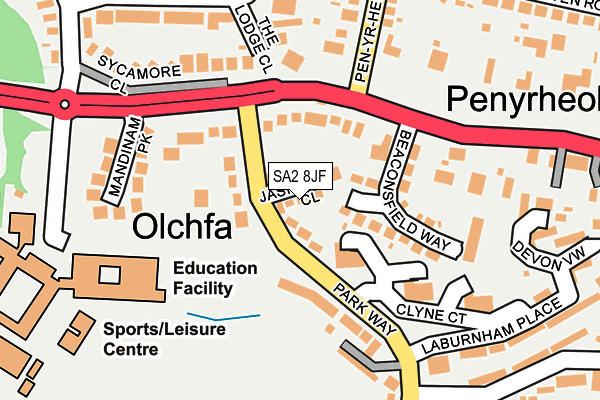 SA2 8JF map - OS OpenMap – Local (Ordnance Survey)
