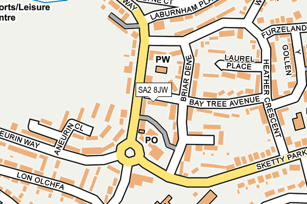 SA2 8JW map - OS OpenMap – Local (Ordnance Survey)