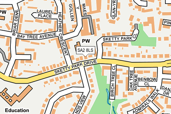 SA2 8LS map - OS OpenMap – Local (Ordnance Survey)
