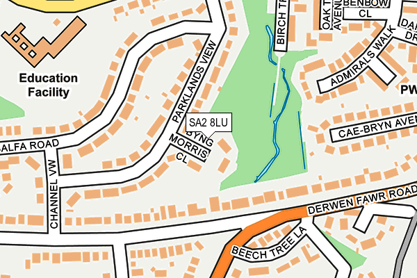 SA2 8LU map - OS OpenMap – Local (Ordnance Survey)