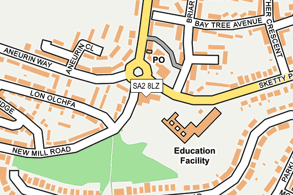 SA2 8LZ map - OS OpenMap – Local (Ordnance Survey)