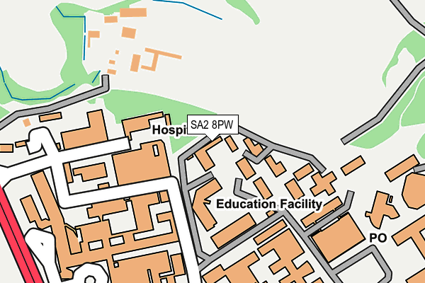 SA2 8PW map - OS OpenMap – Local (Ordnance Survey)