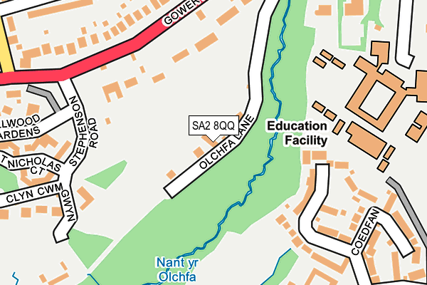SA2 8QQ map - OS OpenMap – Local (Ordnance Survey)