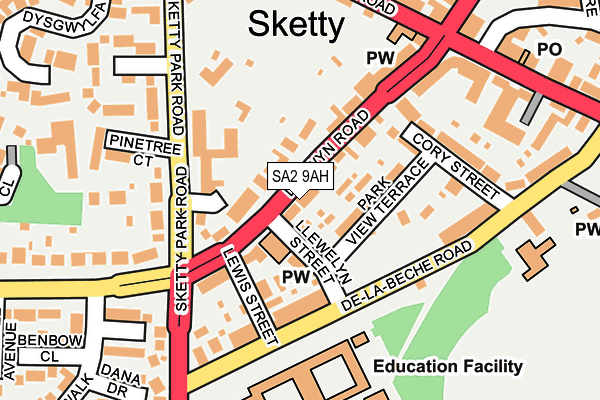 SA2 9AH map - OS OpenMap – Local (Ordnance Survey)