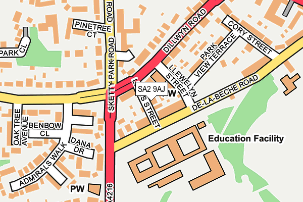 SA2 9AJ map - OS OpenMap – Local (Ordnance Survey)