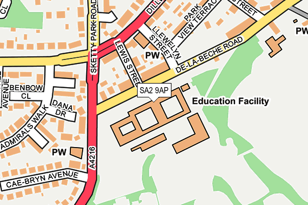 SA2 9AP map - OS OpenMap – Local (Ordnance Survey)