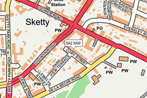 SA2 9AW map - OS OpenMap – Local (Ordnance Survey)