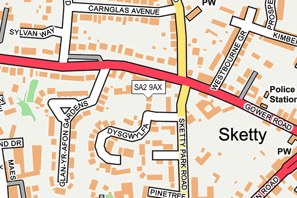SA2 9AX map - OS OpenMap – Local (Ordnance Survey)