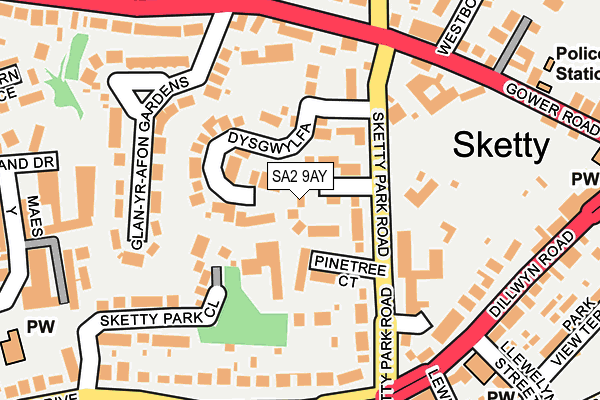 SA2 9AY map - OS OpenMap – Local (Ordnance Survey)
