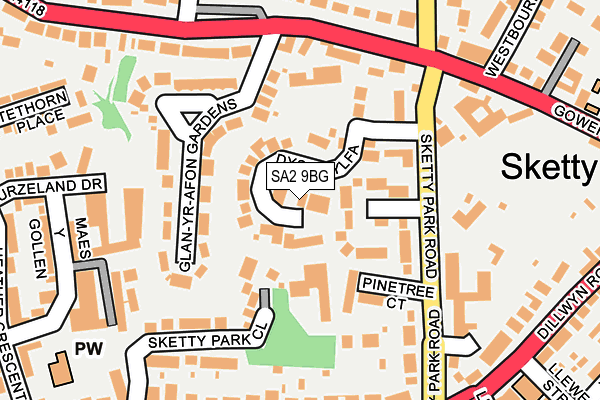 SA2 9BG map - OS OpenMap – Local (Ordnance Survey)