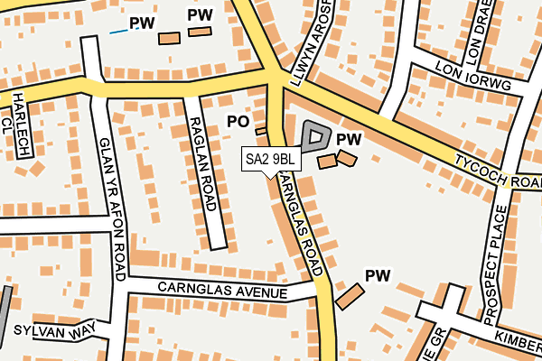 SA2 9BL map - OS OpenMap – Local (Ordnance Survey)
