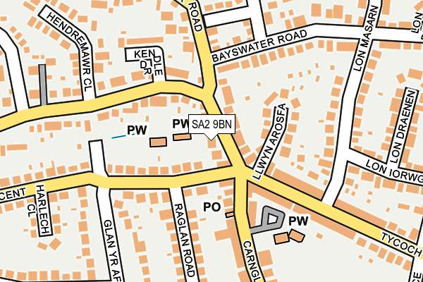 SA2 9BN map - OS OpenMap – Local (Ordnance Survey)