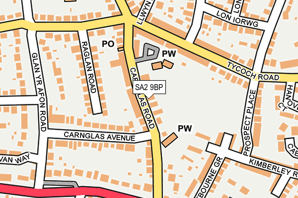 SA2 9BP map - OS OpenMap – Local (Ordnance Survey)