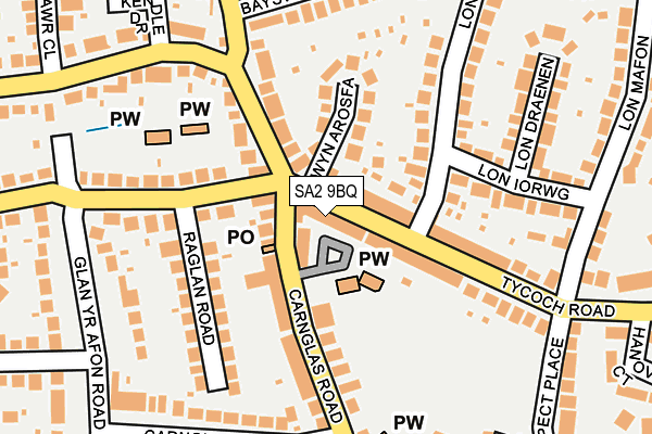 SA2 9BQ map - OS OpenMap – Local (Ordnance Survey)