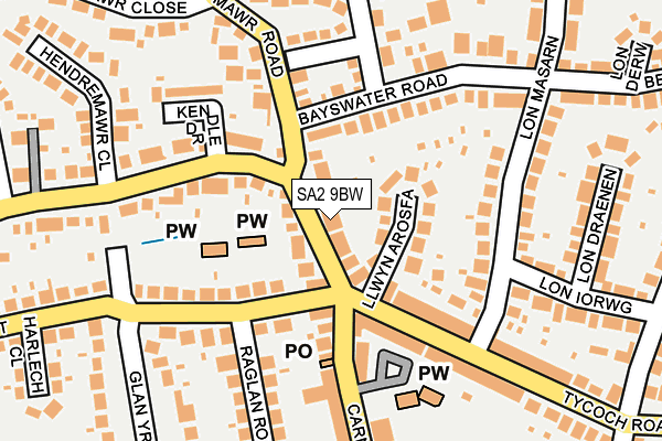 SA2 9BW map - OS OpenMap – Local (Ordnance Survey)